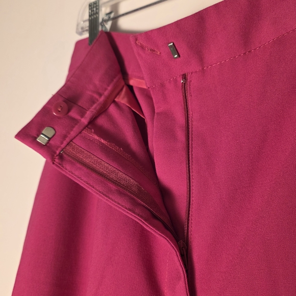 ZARA Hot Pink Berry Wide Leg Trouser Pants Size Large High Waist - Picture 5 of 8